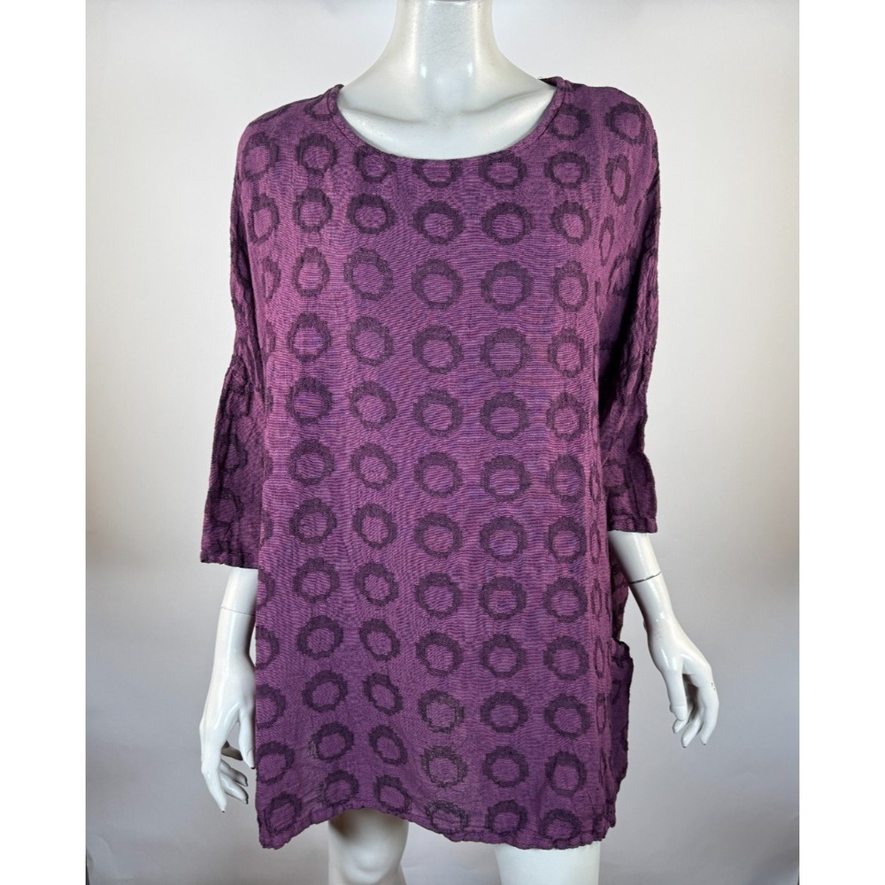 Cut Loose Linen Cotton Textured Tunic Top Women OS NWOT Pocket Boxy RelaxedShirt